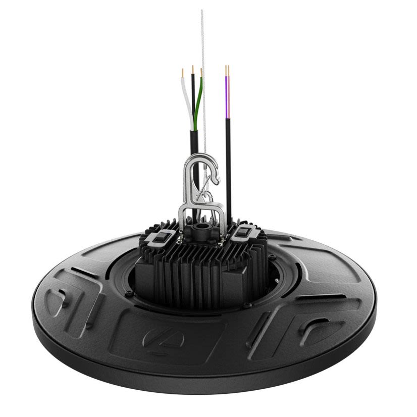 Lithonia Lighting CPRB ALO14 UVOLT SWW9 80CRI DBL CPRB Round High Bay Light, 195 W Fixture, 120 to 277 V, Black Housing